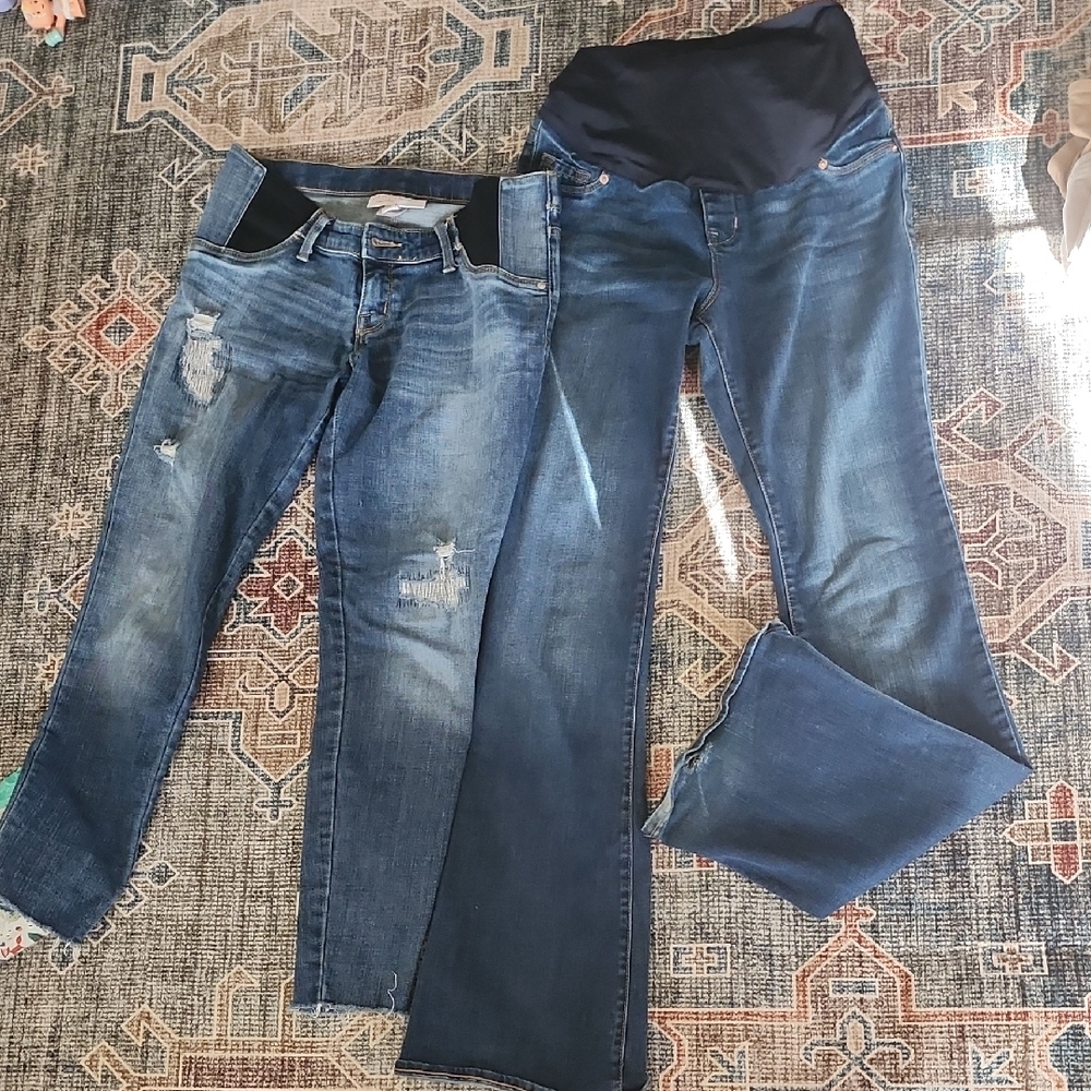 Maternity Blue Denim Jeans - Stretch Panel Support